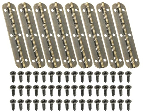 PATIKIL Bisagra de Piano Pequeña 2.6 x 0.6, Pack de 8 Bisagras Mini de 180 Grados para Cajas de Joyería con Tornillos para Cajas de Madera de Joyería, Marrón