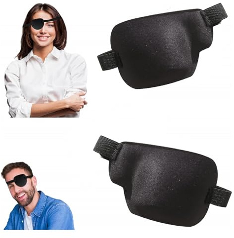 SSKHE Augenklappen, 2 Stück, 3D-verstellbare medizinische Augenklappe für Strabismus, Amblyopie, faule Augen, Training und Erholung, Schwarz