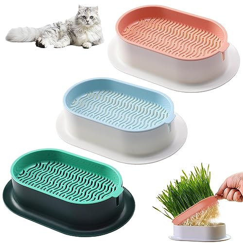 Tongdejing 3 Pcs Cat Grass Planter, Soilless Culture Cat Grass Planting Container Catnip Cat Grass Box Cat Grass Growing Kit Cat Grass Sprouting Trays for Indoor(3 pcs)