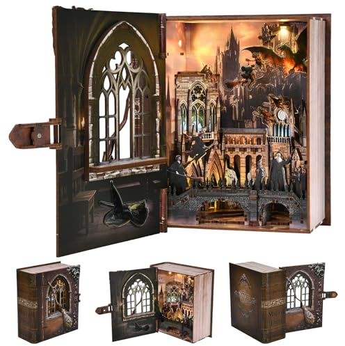 MiniCity Book Nook Kit, DIY Miniature House Kit for Adults, Teens and Beginners, Dollhouse Booknook Library Tiny House Bookshelf Decor (Introduction to Magical Flight)