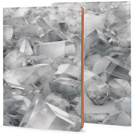 Leder-Notizbuchhülle, robuste Buchumschläge, weiß und silbergrau, bedruckt, wasserdicht, schützt Notizbücher, Bücher und ist für Büro und Schule geeignet