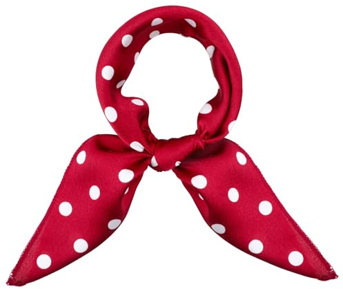 Psyqtsuary Sciarpa in chiffon rosso a pois - taglia unica - donne e ragazze - vintage casual - rosso