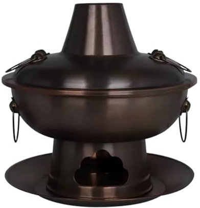 Chinesischer Kohle-Hotpot aus Kupfer, verdicktes reines violettes Kupfer, Mehrpersonen-Hot-Pot-Kochgeschirr für Familie, 34 cm