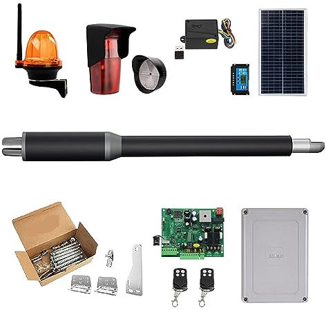 Kit di apertura per cancelli scorrevoli, Apriporta automatico a battente singolo - 10 piedi di lunghezza 450 libbre Apriporta con serratura elettrica con controllo Wi-Fi solare per famiglie, piccole c