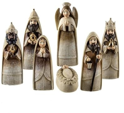 Inmaculada Romero IR Misterio Nacimiento Navidad Moderno 7 Piezas 15 cm. Belén Color Crema Niño Jesús Virgen María San