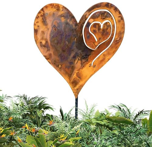 Metal Garden Stakes, Decorative Garden Stakes | Rusty Heart Metal Outdoor Garden Decorations - Novelty Multipurpose Decorative Garden Ornaments Decorative Stakes