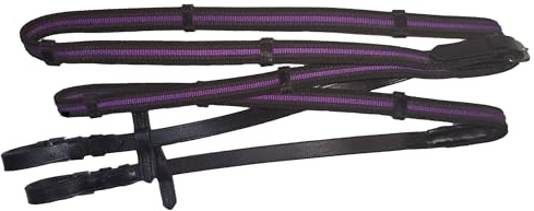 Brama West Rênes de ceinture cheval en cuir et caoutchouc avec stoppeurs (violet, poney)