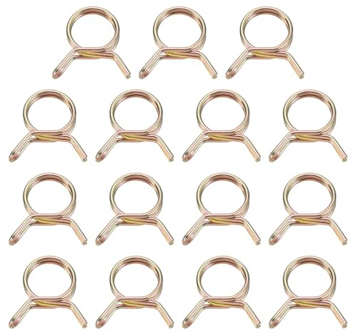 QUARKZMAN Lot de 15 colliers de serrage à ressort double fil, diamètre intérieur 16 mm, pour tuyaux de carburant de 16 à 18 mm de diamètre extérieur, clips en silicone, couleur zinc