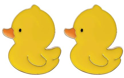 Nereds 2pcs Cute Yellow Duck Enamel Pin Cartoon Animal Duck Enamel Alloy Brooch Badge for Clothing Bags Hats Decorations Girls Boys Women Gift
