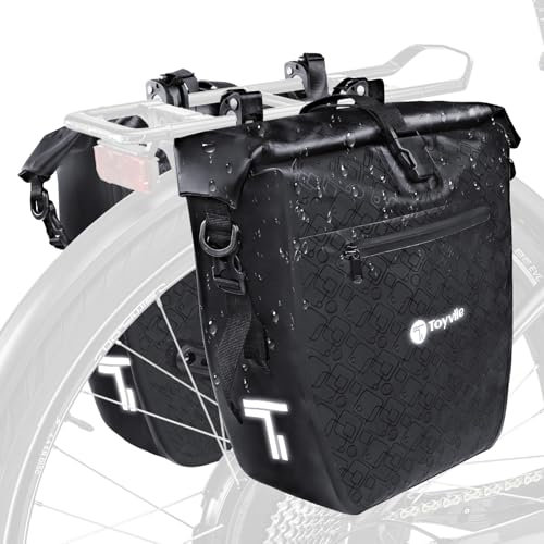 Fahrradtaschen für Gepäckträger 2 ER SET 48L, Wasserdicht Gepäckträgertaschen mit Reflektoren, 3 IN 1 Fahrrad Taschen Hinten mit Tragegriff Und Schultergurt, Einfache Befestigung (24L, 2ER SET)