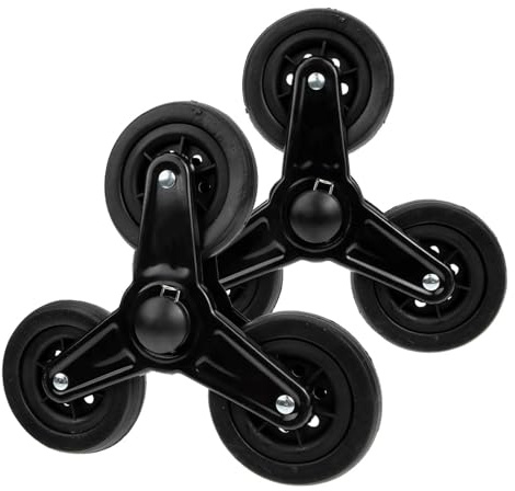 perfk Chariot d'épicerie Pliant en Caoutchouc, 2 pièces, à Trois Roues, Chariot Utilitaire, Roues d'escalier, Noir, Robuste, pièces de Rechange, Roues de