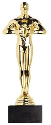 PROMO SHOP - Trofeo Dorado con Base de Mármol, Estatua Color Oro Estilo, Regalo Original y Personalizado (Trofeo sin Personalizar)