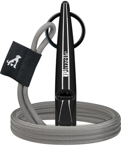bluzelle Sifflet pour Chien Rappel & Dressage – Fréquence Normalisée 5800Hz – Recall 5800 (Inclus Cordon Réglable) – Clair, Portée Longue & sans BPA – Marque Allemande, Couleur:Noir