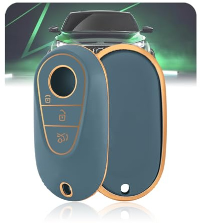 LELNOOS Autoschlüssel Hülle, Silikon Schlüsselhülle Schutz Schlüsselcover für Mercedes Benz C S E A Klasse W206 W203 W213 W214 W223 C200 C206 C220 C300 S206 E220 GLC GLB CLE CLS EQE AMG Maybach
