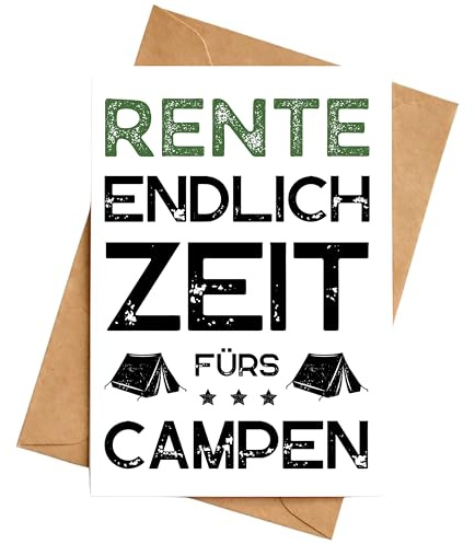 Karte Ruhestand Camping Rente Klappkarte für Camper Glückwunschkarte DIN A6 mit Umschlag