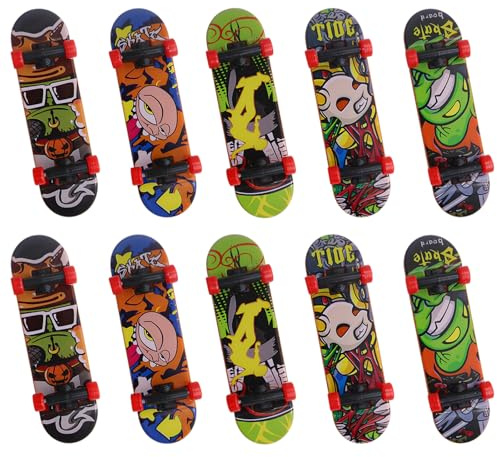 OMJMYY 12 Pièces Mini Skate Doigt Finger Skate pour Enfants Planches à Doigts stylées Mini Planche à roulettes pour Anniversaires Cadeau Noël ou Décoration de Skateboard(Motif Aléatoire)