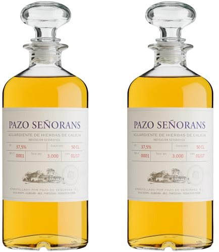 Pazo de Señorans - Aguardiente de Hierbas | Maceración natural en frío | 41 % vol. | Bouquet vegetal y equilibrado - 2 Botellas 50cl