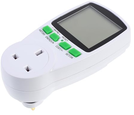 Veemoon Digital Lcd Electricity Usage Monitor Plug Uk Socket with Watt Meter Voltage Meter Energy Consumption Analyzer for Home Appliances Ac230v