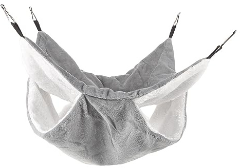 ibasenice Hamaca Colgante para Hámster Adorable y Decorativa Cama Doble Cálida para Pequeños Roedores Suministro para Mascotas Color Gris