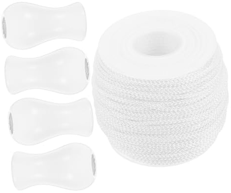 Zerodeko Cordón Blanco para Persiana De Metros De Incluye Pomos De Madera para Colgar para Persianas De Interior