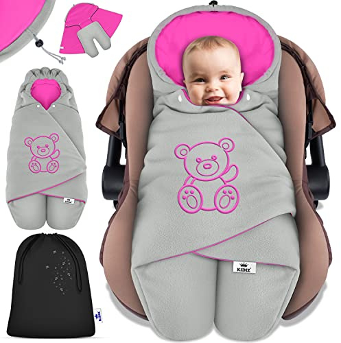 KIDIZ® Coperta avvolgente per neonato per ovetto invernale autunnale, coperta per neonato con tasca, sacco universale per i piedi compatibile con Maxi-Cosi, Römer, passeggino, carrozzina e seggiolino