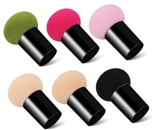 LRXIYODE 6pcs Makeup Sponge Powder Puff Foundation Sponge Handle Blending for Cosmetics Makeup Cleaner for Face Precision Control Multipurpose Beauty Tool