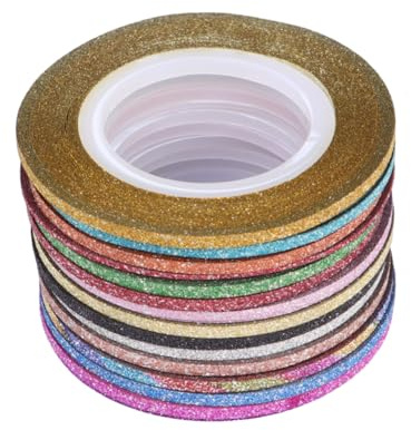 Hemobllo 14 rollos Cinta Adhesiva Uñas Colores Brillantes para Decoración Nail Art Autoadhesiva Duradera Manicure Pedicura Mujeres