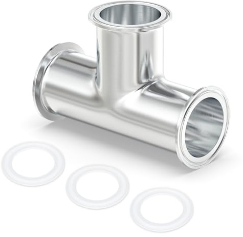 ERGAOBOY 1Pcs SS304 2 Inch Tube OD 2 Inch Flange 3 Way Clamp Tee | Includes silicone gaskets, three-way T-shaped diversion, ferrule flange ports, for sanitary pipe coupling