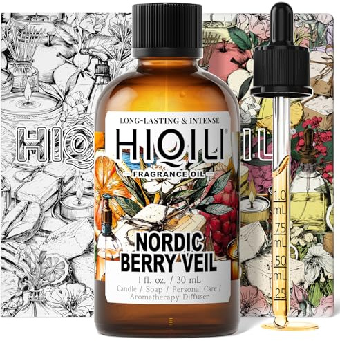 HIQILI Nordic Berry Veil Fragrance Oil for Home Diffuser, Candle & Soap | Luxury Hotel Scents for Essential Oil Diffusers, Soap Making, Laundry Dryer Balls, Long Lasting Home Aroma - 1 Fl Oz