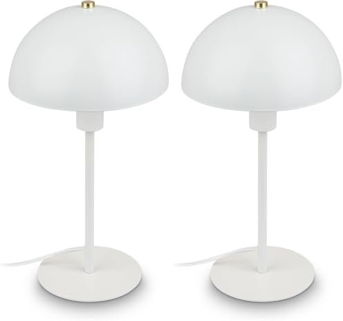 Briloner - Lampada da comodino con interruttore a cavo, attacco E14, lampada da tavolo, lampada da scrivania, lampada da ufficio, lampada da lettura per letto, luce da lettura, 18 x 35 cm, bianco