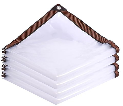 Transparent Tarpaulin with Grommets, Outdoor Garden Plastic Rainproof Covering Tarpaulin, Clear Tarps Transparent Waterproof Tarpaulin, for Porch, Chicken Coop, Camping