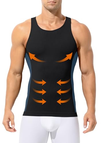 Casey Kevin Canottiera Contenitiva Uomo Maglia Elasticizzata Canotta Compressione Uomo Bodybuilding Snellente Tank Intima Sportivo Fitness, XXL