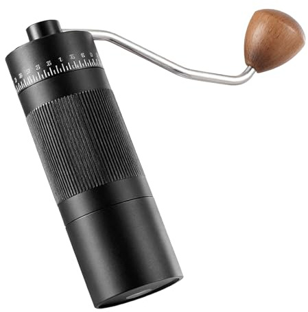 Walmeck Molinillo de café Manual Premium 55 Ajustes Ajustables Molinillo de café en Grano Mano Capacidad 22 G para Viajes a Casa Madera Maciza Aleación Aluminio Acero (Negra)