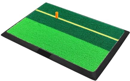 Qianly Tapis de Départ de Golf, Tapis D'entraînement, Gazon Artificiel, Tapis de Swing, Base en Caoutchouc, Bicolore, Amortissant Les Chocs, Antidérapant, Ligne Jaune