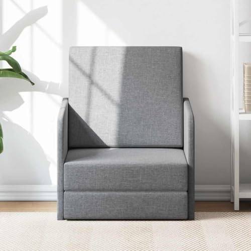 Generico Sillón cama convertible gris claro de tela,Sillones
