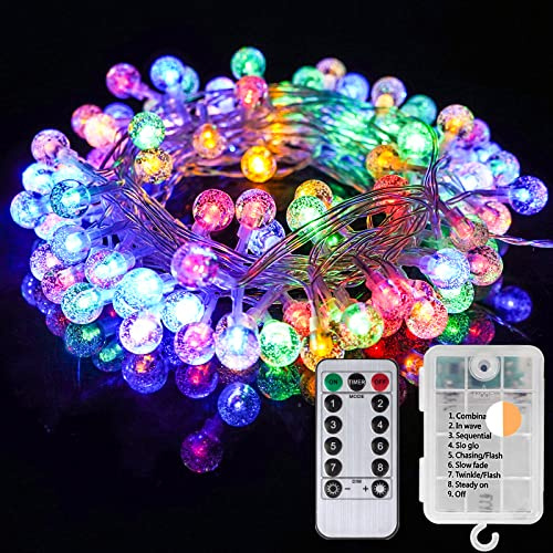 Facarler Guirnalda Luminosa de Navidad con Bolas 100 LED 12 m, IP65 Impermeable, Iluminación para Interior y Exterior, Decoración para Habitación, Jardín, Fiesta