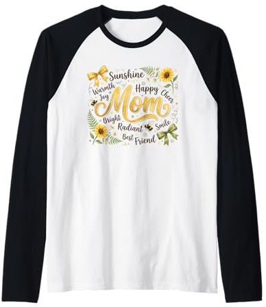 Radiant Mom Floral Sunshine Bumblebee Design Raglan Baseball Tee