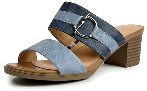 JOMIX Sandalias Mujer Verano con Tacón Bloque Cómodo Sandalias Elegantes Abiertas Mules Fáciles de Poner para Diario Oficina y Vacaciones