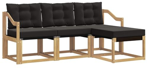 vidaXL Outdoor-Sofagarnitur mit Kissen 4 pcs Weiß und Schwarz, Garten-Sofa, modernes Lounge-Set für draußen, haltbar, gemütliche Terrasse-Sitze für jeden Anlass