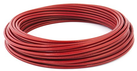 20m DRAHTSEIL in PVC 2,5/5mm ROT verzinkt Stahlseil Seil Draht Stahl