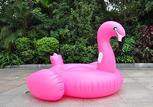 BUSDUGA - Riesiger aufblasbarer Flamingo, die Badeinsel die auffällt - 190x190x90cm - DER Hingucker überall auf dem Wasser