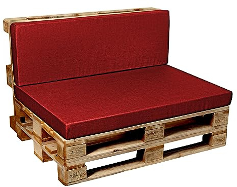 Garden Factory Palettenkissen Palettenauflagen Palettenpolster Sitzkissen, Rückenlehne oder Set, Glatt V2 (Sitzkissen Glatt 120x60, Rot)