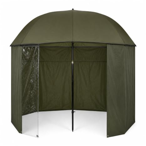 TRAXIS Eco Schirmzelt + Anbauzelt 250cm - Unzerstörbarer Schutz für Angler bei Regen, Sonne und Wind.