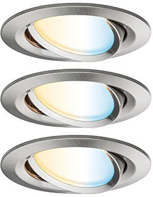 Paulmann 92962 SmartHome Zigbee Einbauleuchten-Set LED Coin Nova Plus 3x6,5W Tunable White Eisen gebürstet
