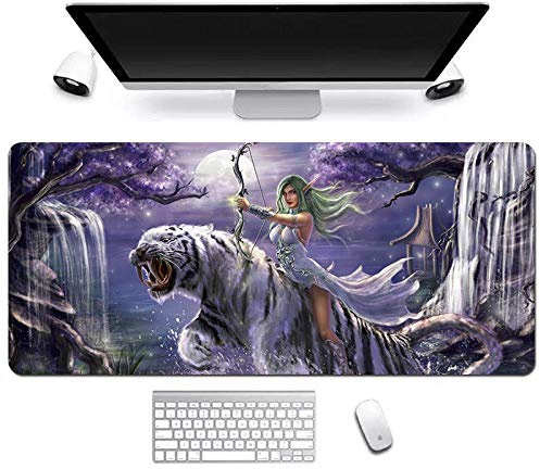 World of Warcraft Tapis de Souris Gaming XXL, 900x400mm, Anime Mouse Pad - Surface spéciale améliore la Vitesse et la précision, 3mm Base en Caoutchouc Antidérapant Surface-pour Ordinateur et PC,O