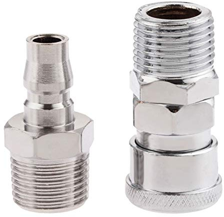 2Pcs Air Compressor 1/2 BSP Air Line Fittings Hose Pipe Couplings Connector Kit Quick Release Coupler Connector with Male Female Thread | Pneumatic Quick Release Connectors,Fit 20-20.5mm Thread,Strong Seal, Durable, for Air Hose & Compressor