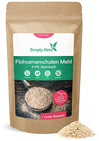 Simply Keto Flohsamenschalen gemahlen 500g - 99% Reinheit - Flohsamenschalenpulver als Binde- & Quellmittel - Psyllium Husk Powder - Reich an Ballaststoffen - Lower Carb*, Keto & Vegan - Glutenfrei