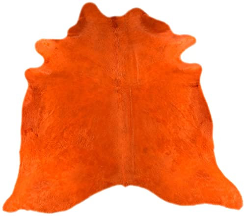 KUHFELL STIERFELL ORANGE GEFÄRBT CA. 210 x 190 cm Fell Teppich VON KUHFELLE ONLINE
