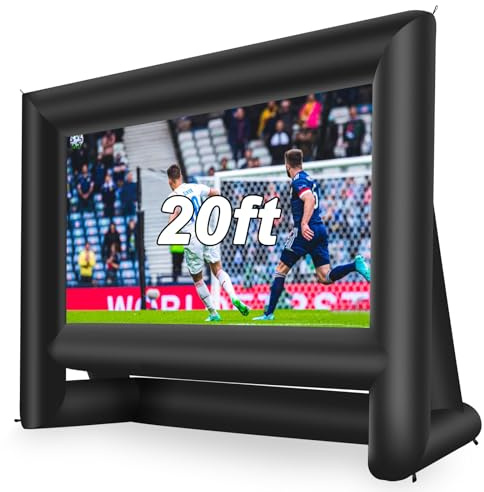 AZXRHWYGS 20 Feet Inflatable Movie Screen Outdoor Theater Blow Up Projection Screen with Carry Bag Blower for Front and Rear Projection Home Theater Backyard Pool Fun