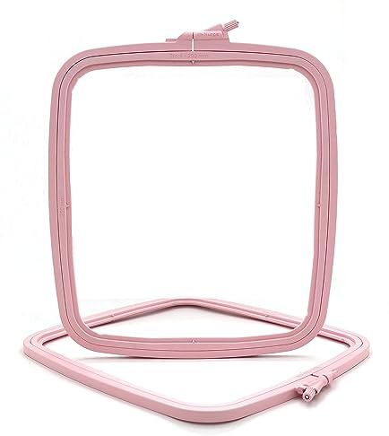 Nurge Quadratischer Stickrahmen, Kreuzstichrahmen, Stanznadelrahmen, Bastelarbeiten, Nähen, ABS-Kunststoff, Rosa, groß (Nr. 4)